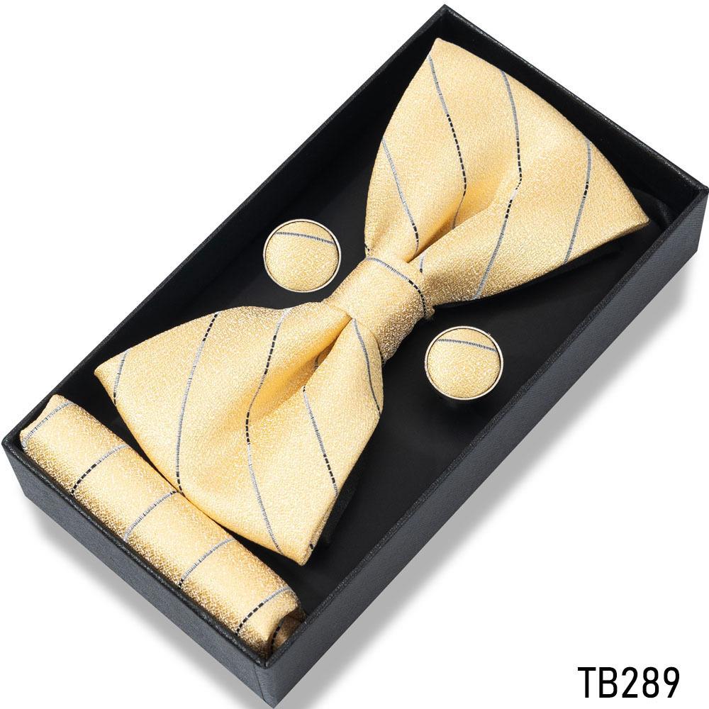 Classic Bowtie Bow Ties for Mens Butterfly Bowknot Pocket Square Cufflinks Suit Set Bussiness Accessories