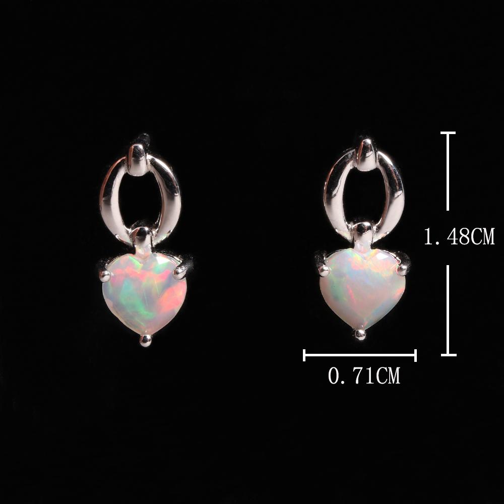 Sweet romantic style October Birthstone Natural Opal heart-shaped ring Earrings jewelry set women and girls birthday gift