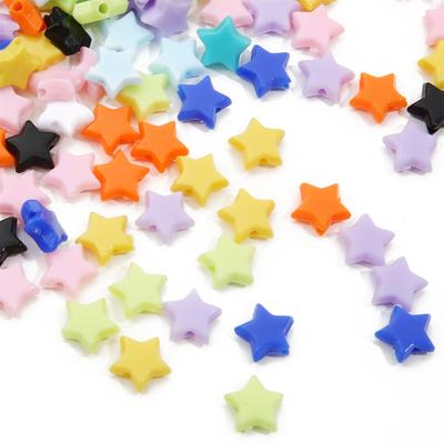 50PCS Star Beads Cute Acrylic Star Loose Beads for DIY Craft Jewelry Making Bracelet Necklace Access