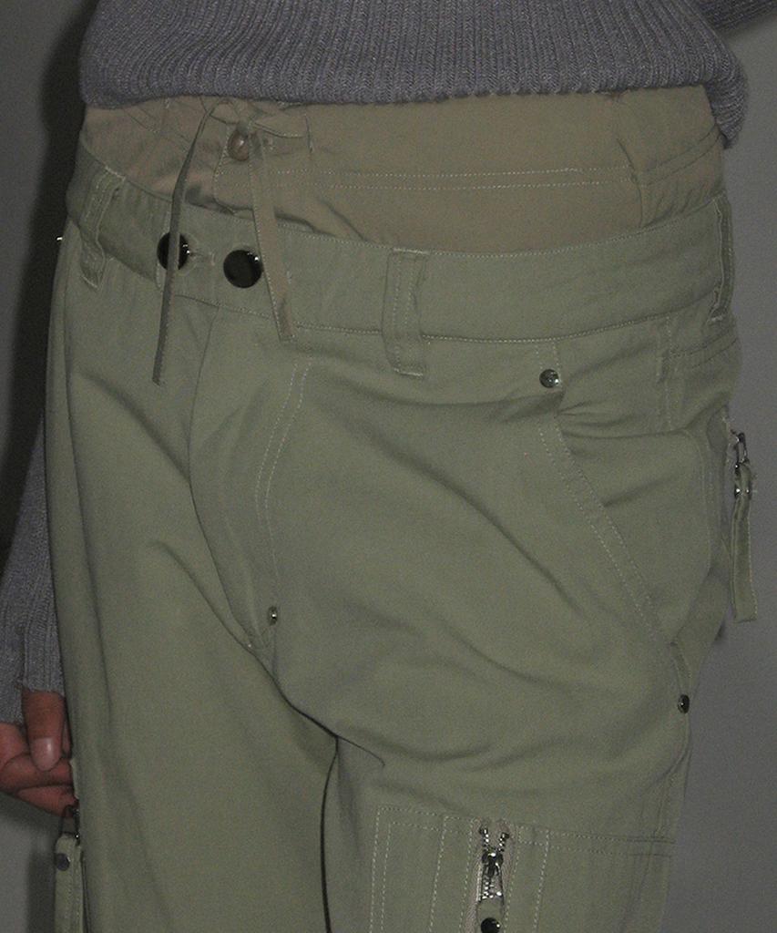 PARTIMENTO WOMEN Double Layered Waist Cargo Pants_Light Khaki