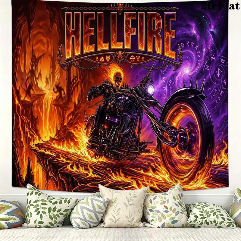 Horseman of Hell Wall Tapestry Aesthetic Wall Hanging Printed Fabric Blanket Decorative Tapestries for Bedroom Living Room Home Decor
