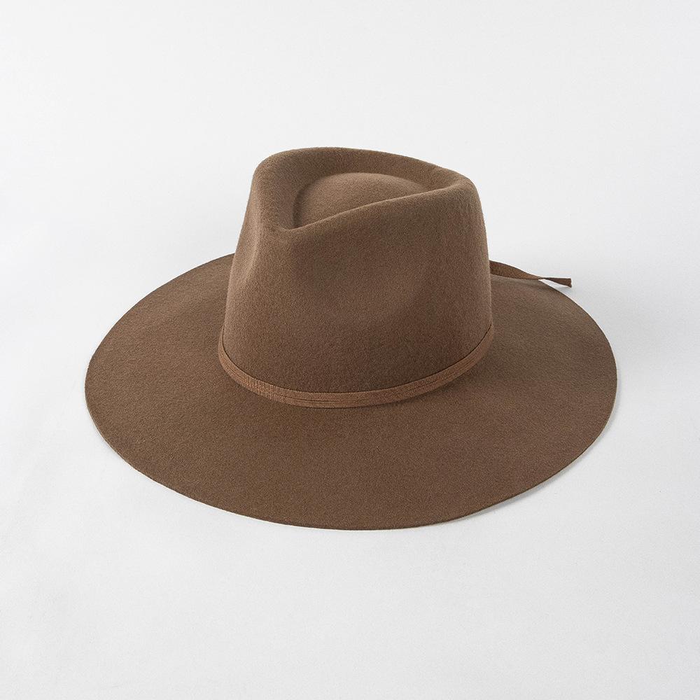 

Women Winter Fedora Hat Wide Brim Panama Hats Frim Flat Brim Wool Hat Wedding Party Church Stage Hats Performance sale кавовий
