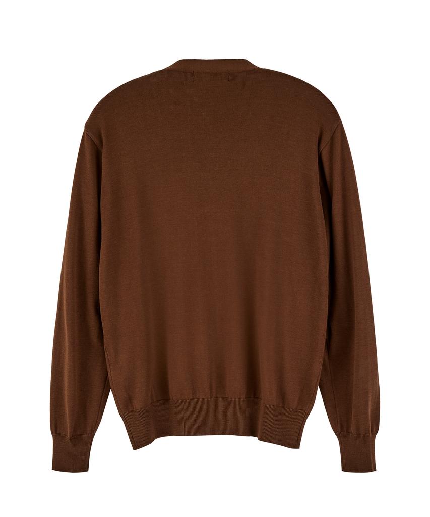 Hyii Twist Slit Neckline Knit Cardigan [Brown]