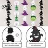 Felt Party Decorations Halloween Hanging Garland, Creepy Pumpkin Ghost Skull Witch Hat Decors Streamer, Horror Banner Backdrop Decor for Trick