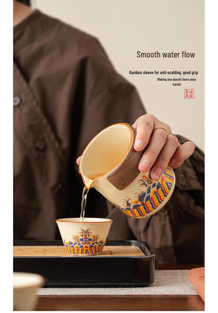 Portable Chinese-Style Tea Set: Quick-Brew, Water-Separating Cup for Travel, Outdoor, Camping, and Car Use.