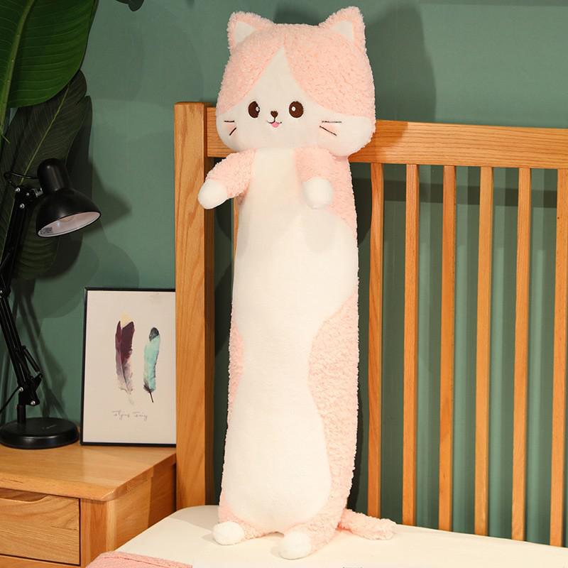 Kawaii Soft Long Cat Sleeping Office Pillow Plush Toys Stuffed Back Sofa Cushion Home Decor Christmas Gift Doll For Kids Girls