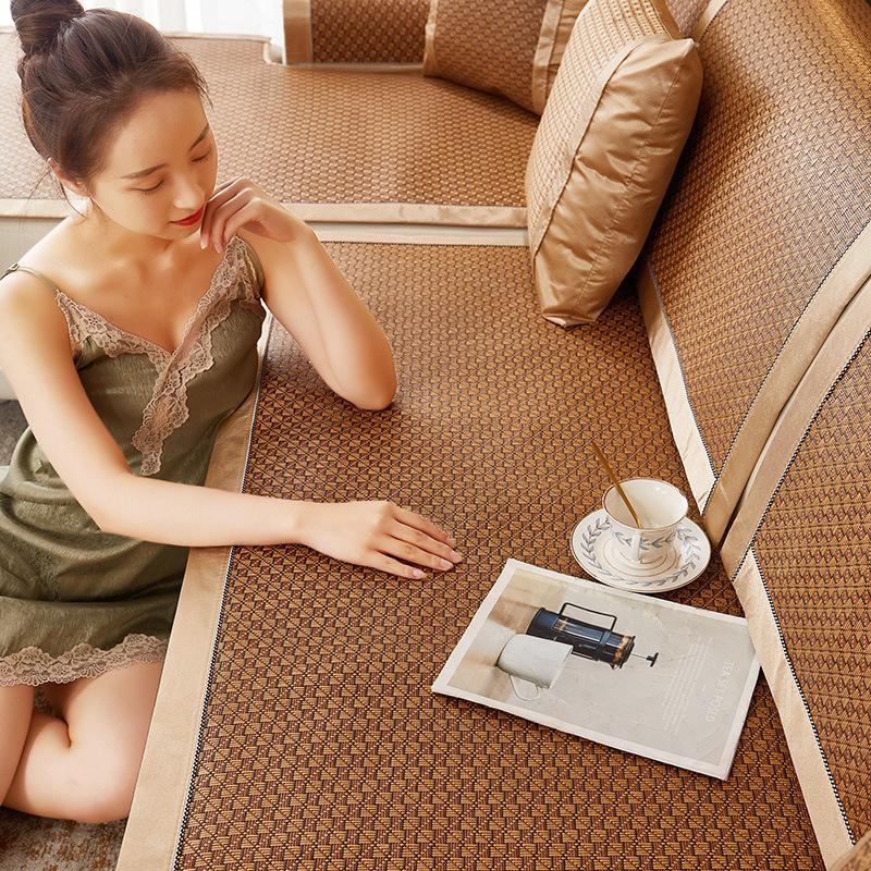 Rattan Mat Sofa Cushion Summer Summer Summer Summer Summer Mat Cushion Simple Modern Leather Full Covered Cloth