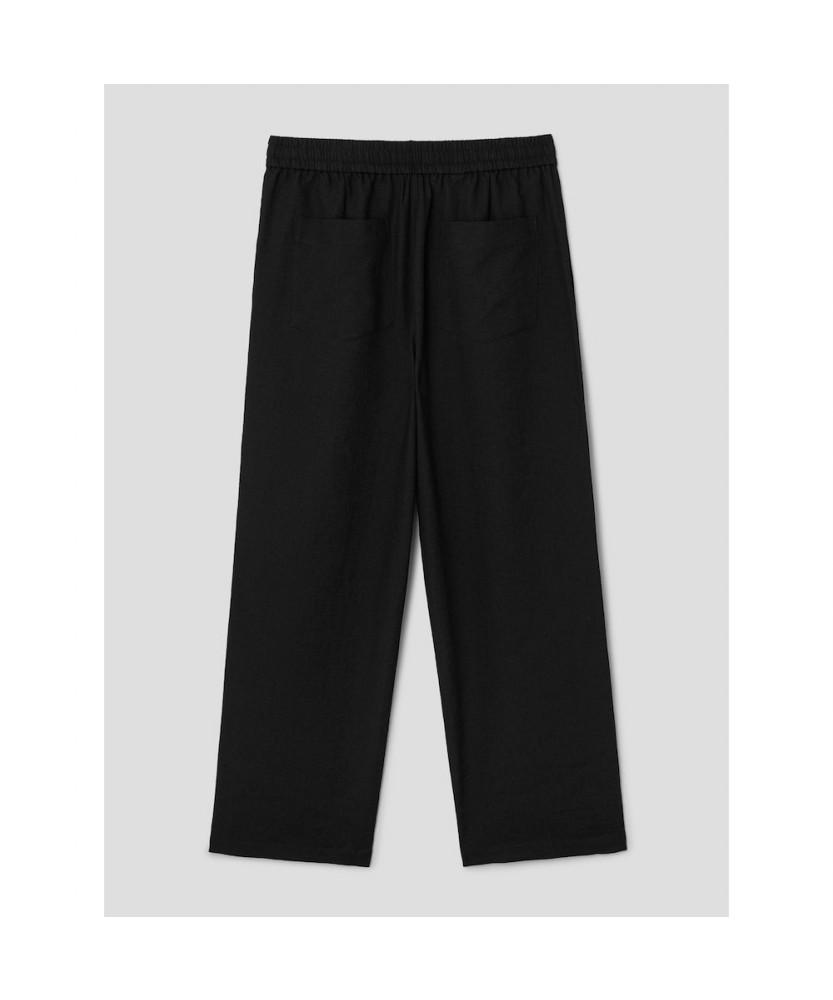 8seconds Lecture Semi-Wide Fit Elastic Waist Slacks Black