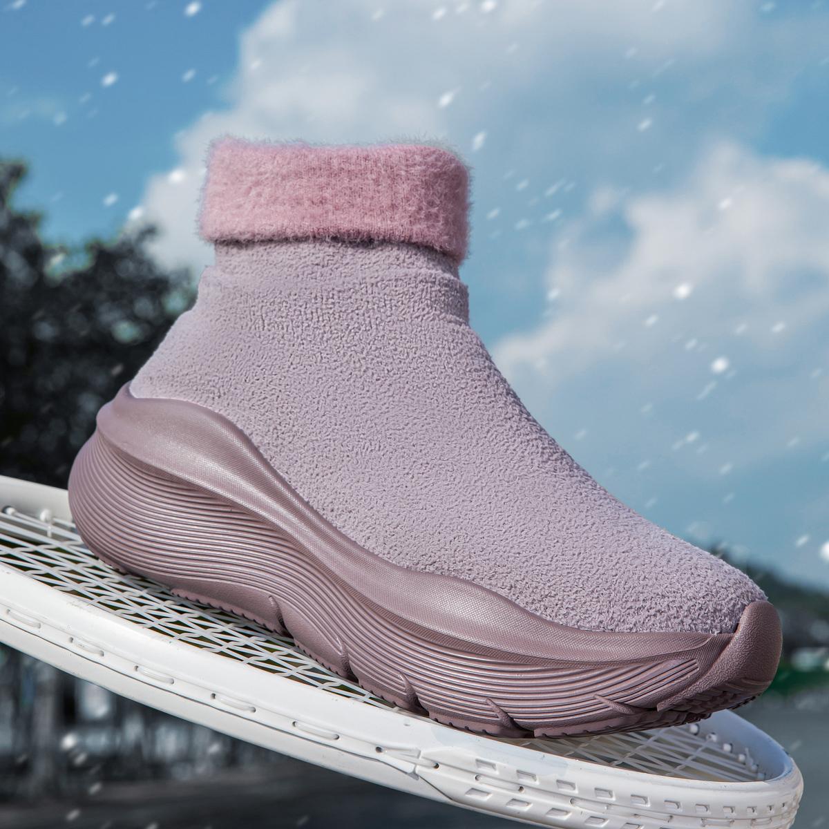 

Мужские кроссовки Теплые хлопковые зимние ботильоны Повседневная обувь Обувь на платформе для пары Мужские ботинки Дизайнерская обувь Теплые ботильоны-носки 36 розовый