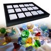 Velvets Lined Acrylic Jewelry Sample Case with 15 Square Slots Display Plate for Professional Gemstones Exhibition