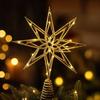 Gold Star Tree Topper Light with Angles for Christmas Tree Decoration 33 Inches
