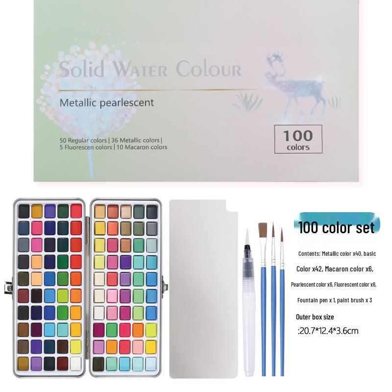 Boite en étain: Set de Peinture Aquarelle Portable 100 Couleurs pour Enfants DIY Nail Art & Peinture