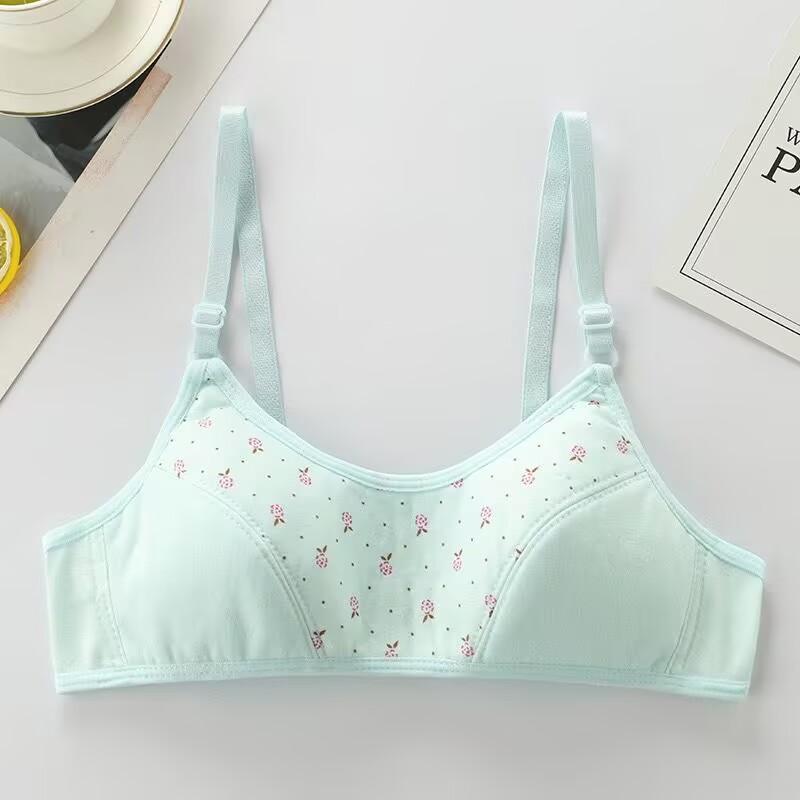 

Студенческий бюстгальтер / Хлопковый бюстгальтер для девочек / Тренировочный бюстгальтер для детей / Спортивный бюстгальтер зелёный