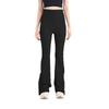 Womens High-Waisted Ribbed Flared Leggings With Side Slit Stretchy Cotton Blend Yoga Pants Casual Wear