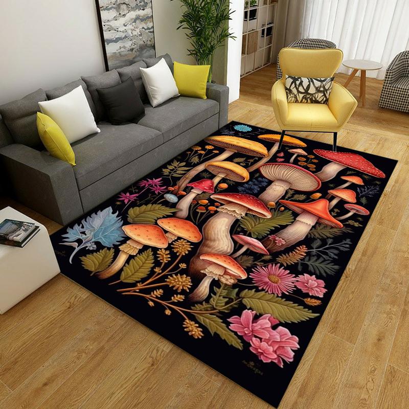 Psychedelic Mushrooms Carpet for Living Room Game Rugs Soft Floor Cartoon Rugs Bathroom Rug Mat Yoga Mat Home Decor Area Rug