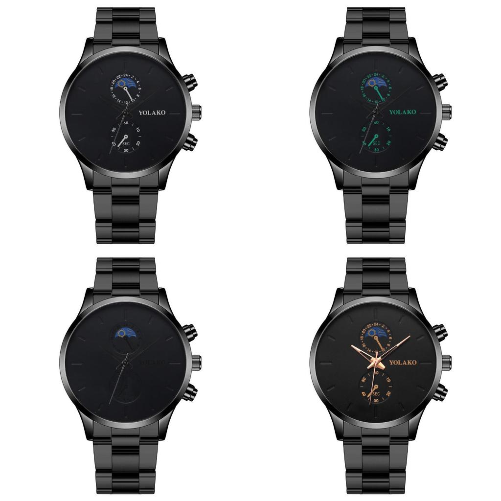 Moon Two Eyes Men Watch With Quartz Movement And Stainless Steel Strap For Fashion Style
