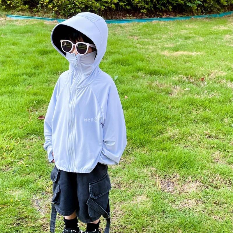 Children's sunscreen clothing 1011 new summer ice silk light boys and girls baby brim removable sunscreen clothing jacket