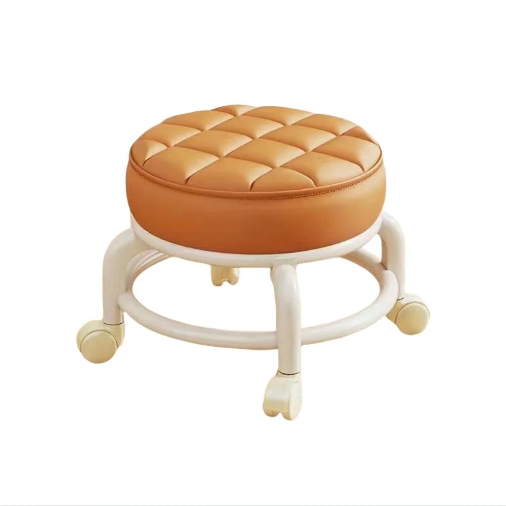 With Wheel Seat Sliding Wheel Low Stool Universal Wheel Small Stool Children Multi-Functional Shoe Changing Seat Round Stool