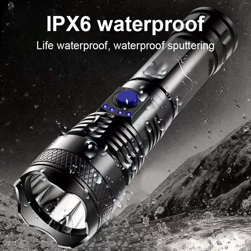 High Power LED Mini Flashlight Rechargeable Light  Bright Telescopic Zoom Handheld Hunting Torch Light for Emergency Hiking