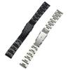 Diving Safety Buckle Flat Head Watch Strap - Stainless Steel Band for Men's Watches, Polished, 18mm/20mm