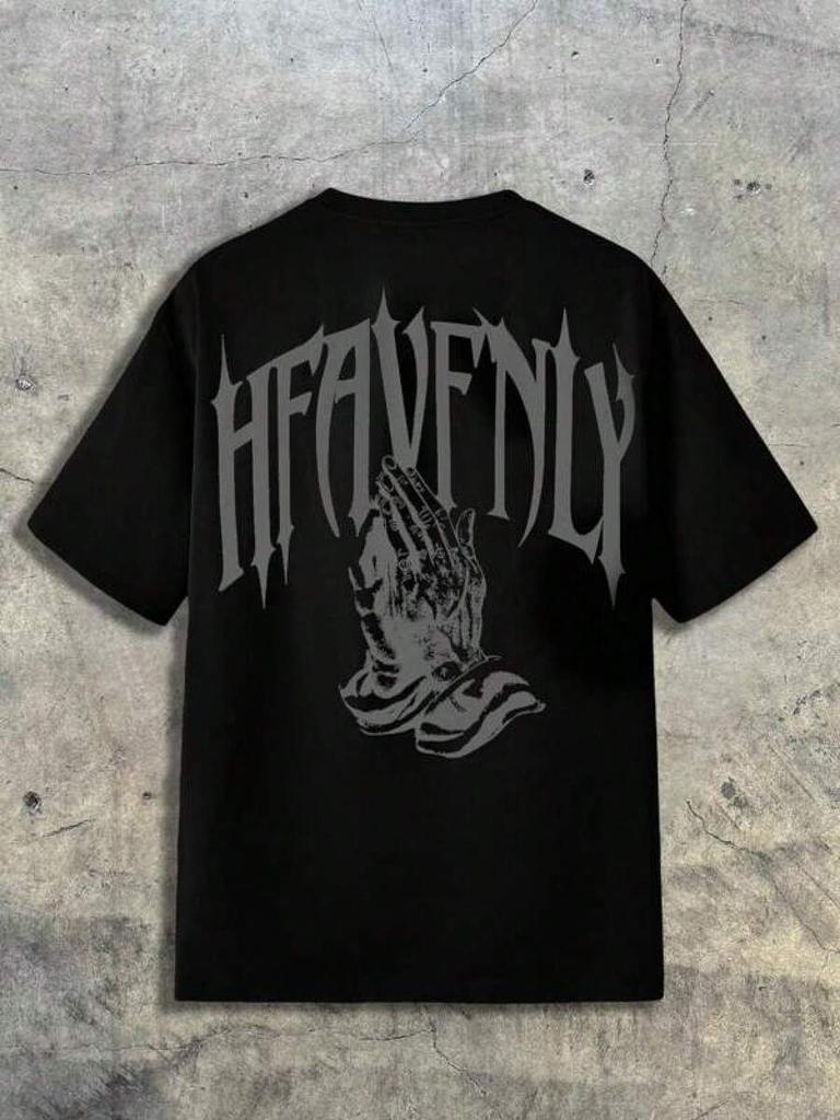 Graphic-Shirt Cotton Tees Size PlusManfinity Unisex Men's Round Neck Short Sleeve Letter Print Simple