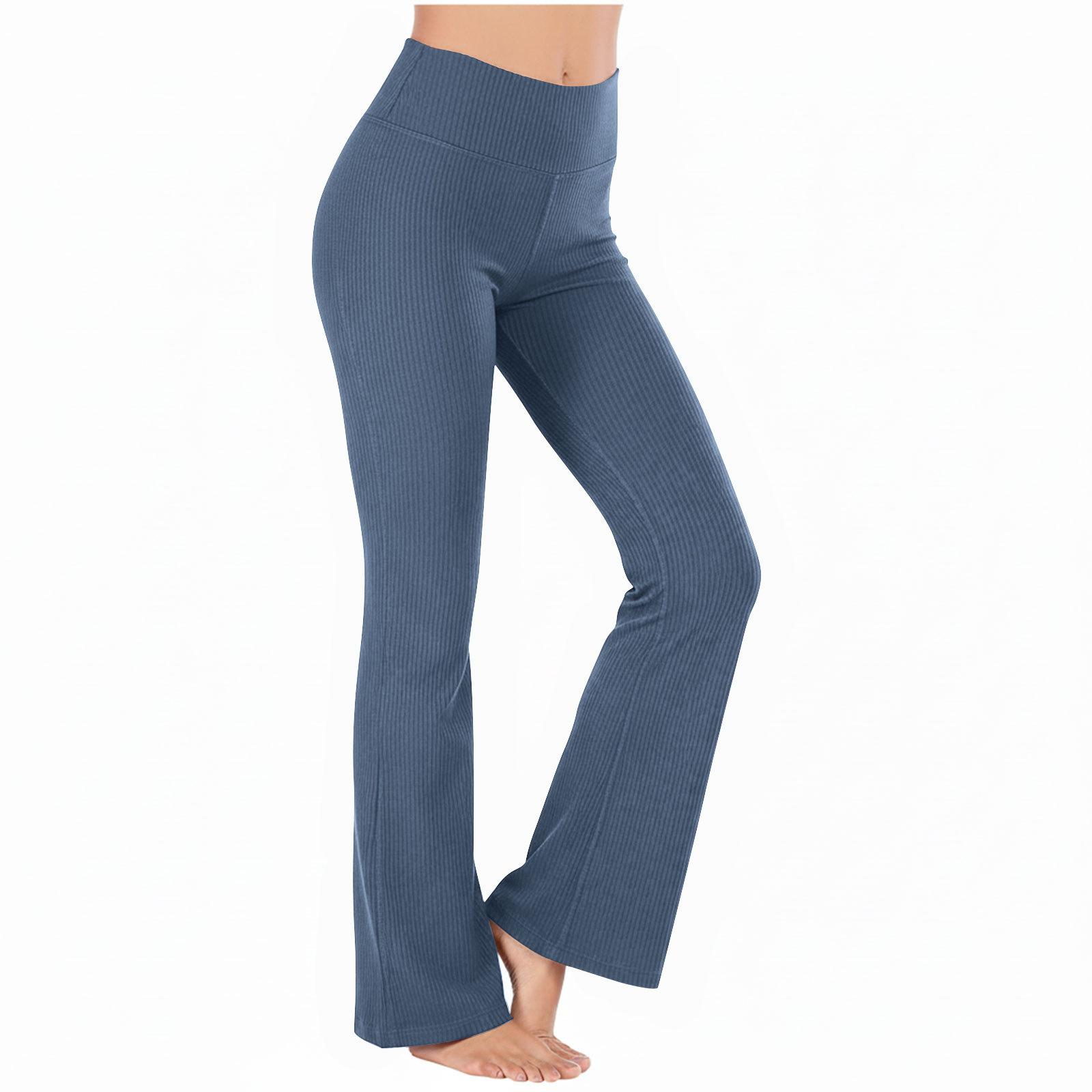 

High Waist Ribbed Flared Leggings for Women Slim Fit Stretchy Bootcut Pants with Tummy Control and Butt Lifting Design for Yoga Fitness S