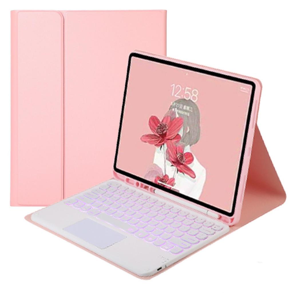 Round Cap Touch Backlit Bluetooth Keyboard & Protective Leather Case for Samsung Tab A9 PLUS S9 FE
