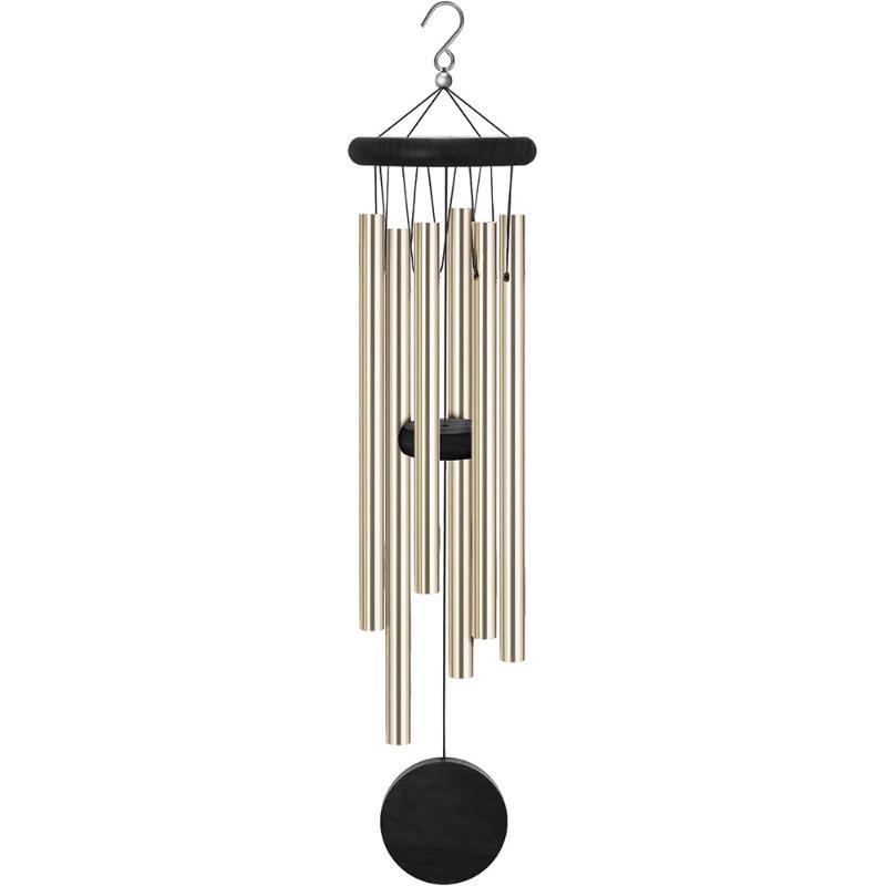 Wind Chime 1Pc Red Wood Aluminum Pipes 6 Metal Tubes for Indoor Window Outdoor Garden Hanging Decor