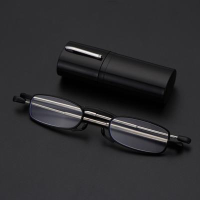 1 Stück Leicht zu tragende faltbare Lesebrille, leichte Anti-Augenbelastungs-Computer-Lesebrille mit Röhrenetui für Leser
