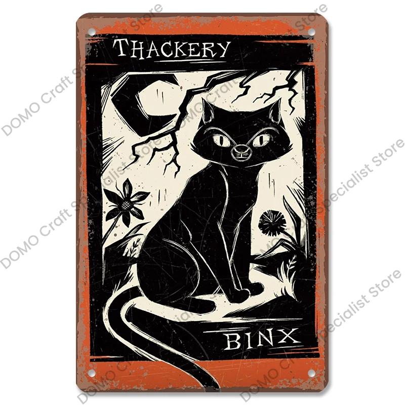 Happy Halloween Retro Poster Metal Plate Jack-O-Lantern Black Cat Witch Metal Tin Signs Vintage Halloween Party Living Room Home