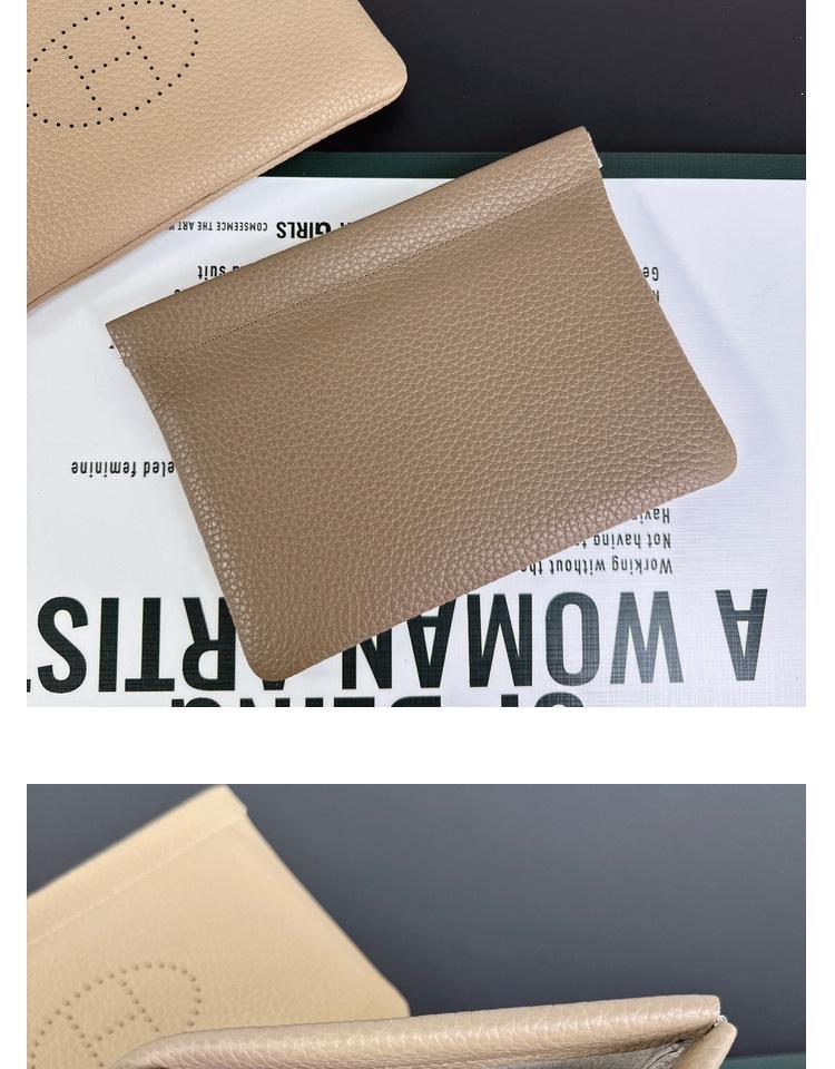 Portofel mic H din piele naturală: Portofel Togo din piele de vacă, suport pentru chei și ruj, organizator pentru ID și carduri