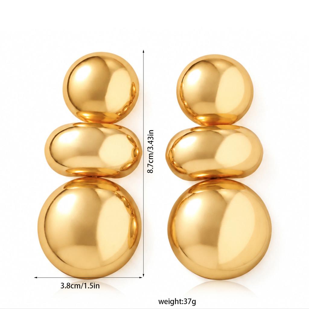 Boucles d'oreilles exagérées en métal lisse européennes et américaines boucles d'oreilles géométriques rondes irrégulières boucles d'oreilles haut de gamme en stock