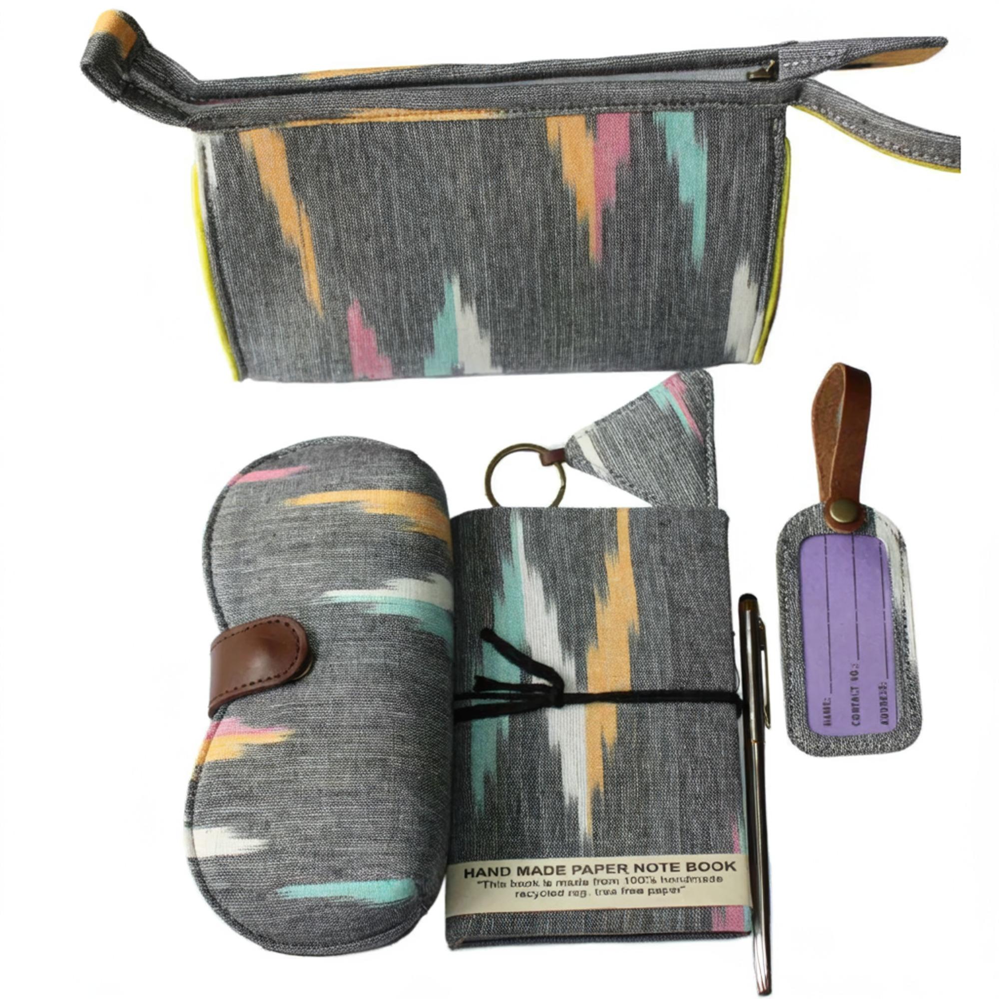 Travel Cum Organizer Kit- Grey Ikkat серый