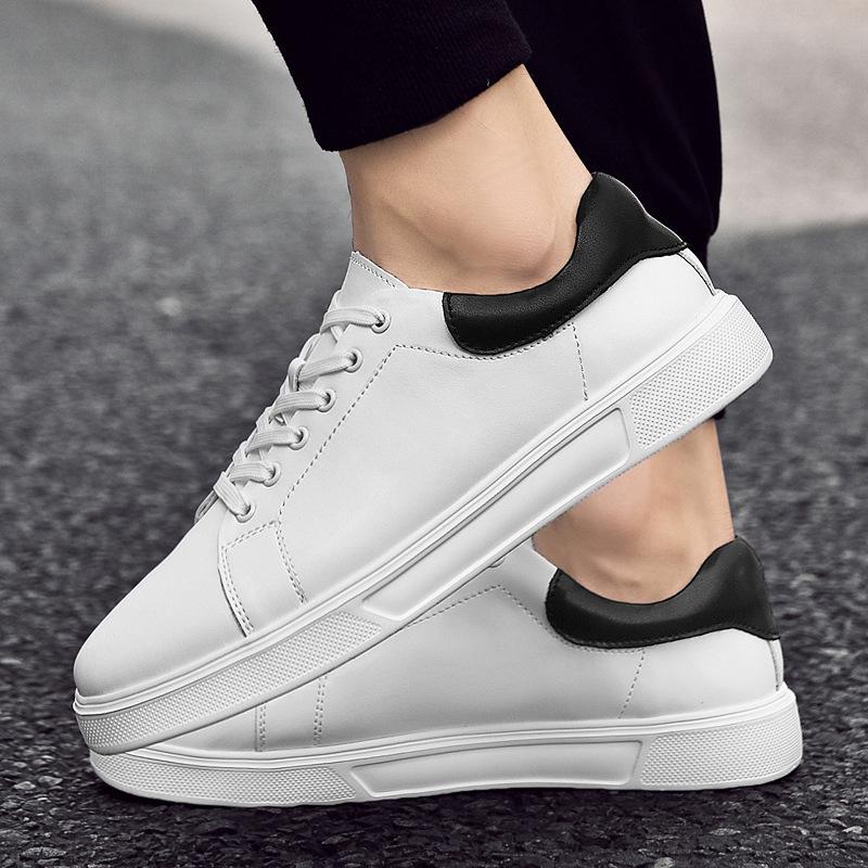 Men's Autumn Casual White Sneakers - British Style Soft Sole, Large Size Trendy Sports Board Shoes.