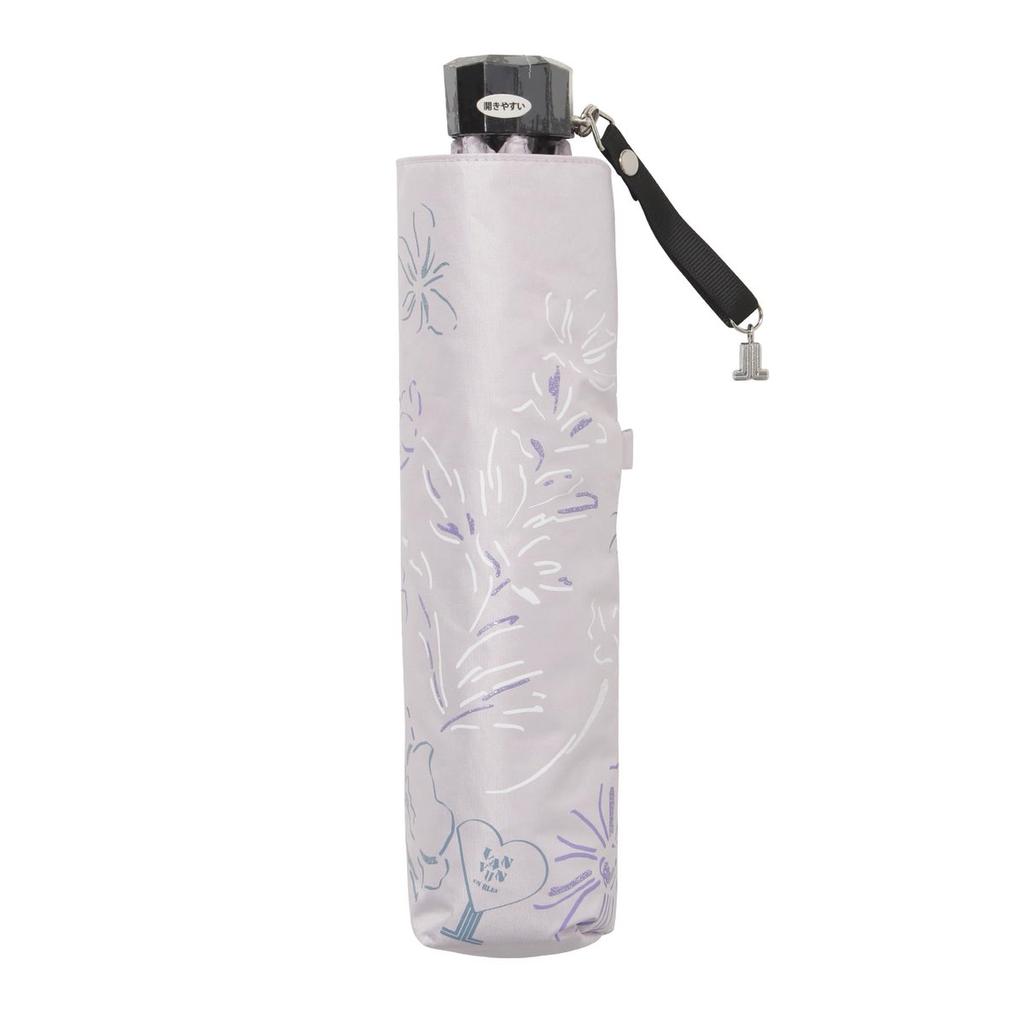 LANVIN En Bleu Women's Folding Umbrella Parasol All-Weather UV Protection Drawing Flower Pale Pink Moonbat