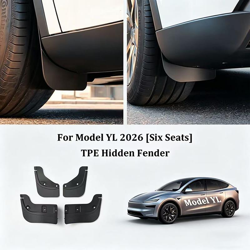 Mud Flaps For Tesla New Model YL 2026 TPE Front Rear Wheel Mud Flaps No Drilling All Weather Anti-Snow Anti-Sand Guard Protector