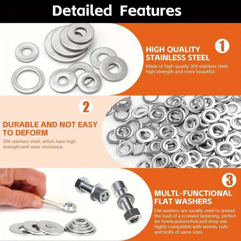 Seturi de șaibe plate 100/200/400/600 buc. - Material durabil Șaibe de etanșare O-ring cu cutie de depozitare