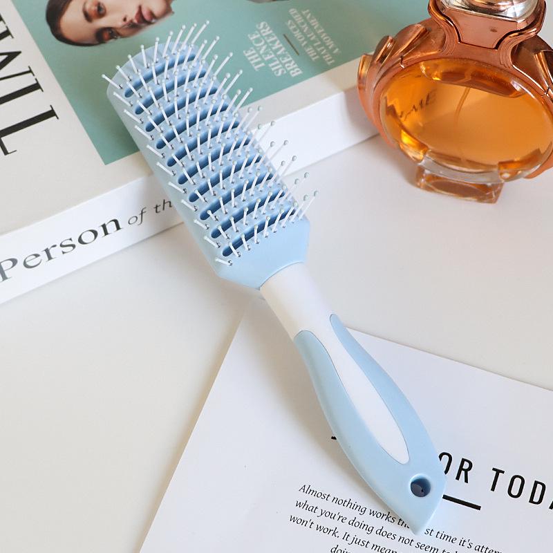 Dark Green Air Cushion Massage Comb for Straight & Curly Hair - Negative Ion Technology