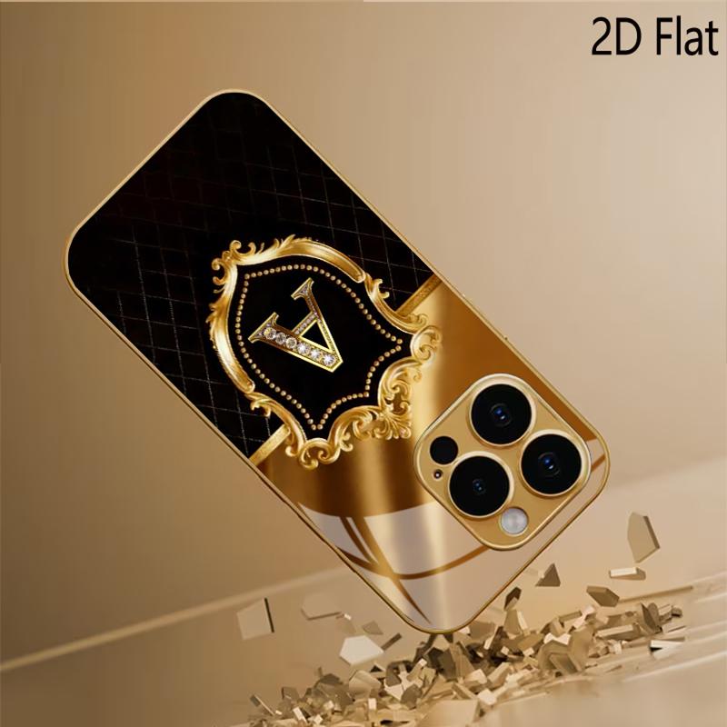 Rozet Desenli Temperli Cam Tasarım iPhone16 17 ProMax 1514 1312 11ProMax Telefon Kılıfı Kamera Kapağı Darbeye Dayanıklı Sert Arka