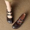 Mary Jane shoes women's French retro round head 2025 thick heel single shoes women's shoes buckle autumn soft leather British style new niche
