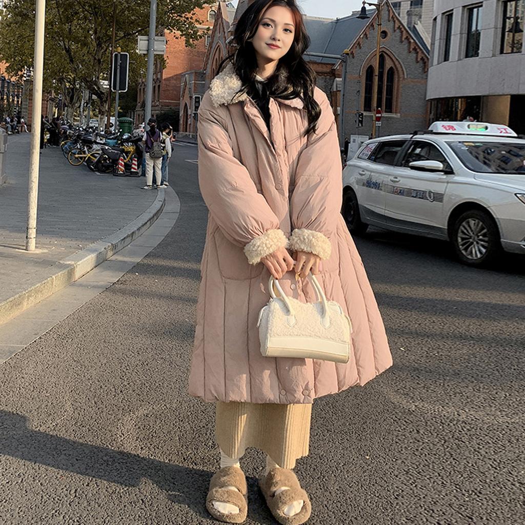 Zimní dámský kabát Zesílený Vatovaný Umělá kožešina Dlouhý rukáv Zapínání na zip Bavlna Dámský Péřový kabát Slim střih Střední délka Kapsy Bunda