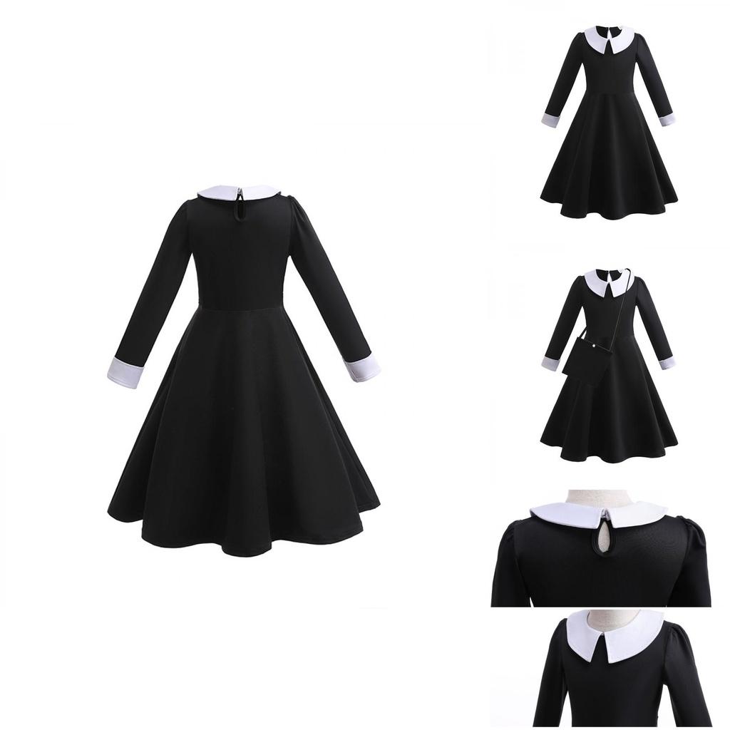 New Kids Long Sleeve Dress Adam's Family Cosplay Princess Style
