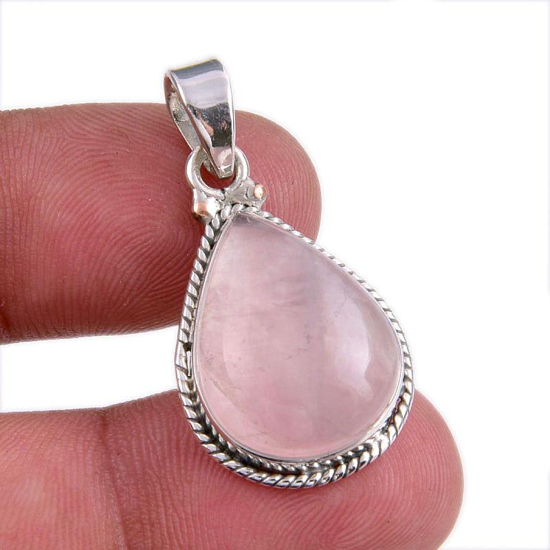 

Natural Rose Quartz Gemstone Handmade 925 Solid Silver Gift Pendant 1.50 K7a99
