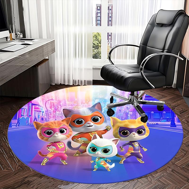 Superhero Cats,Colorful Cat Squad Chair mat Round Rug Office carpet, Machine Washable, Non slip, Suitable for Living Rooms, Bedrooms