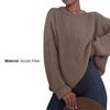 O-Neck Long Sleeve Knitted Sweater Ribbed Edge Solid Color Coarse Yarn Women Sweater Female Clothing