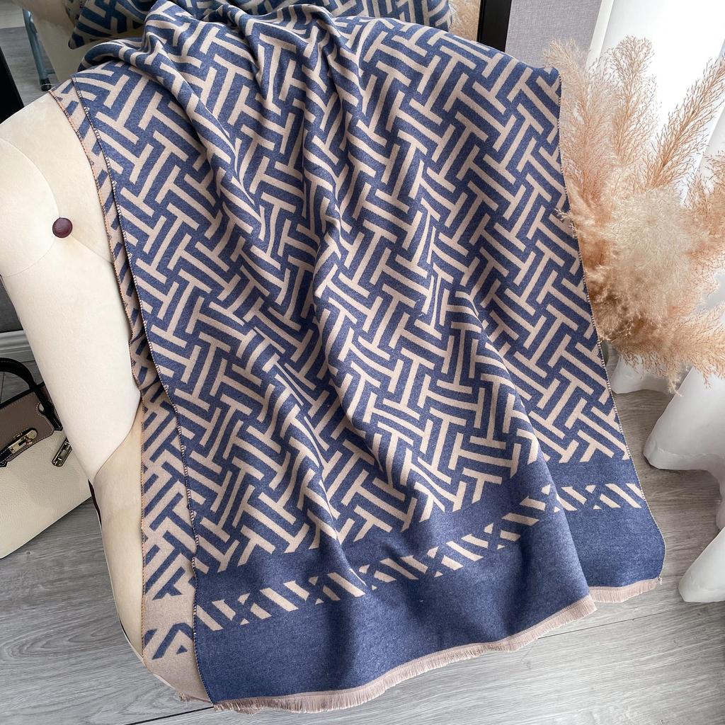 Imitation Cashmere Scarf Medium And Long Outer Shawl Double-Sided Warm Letter Scarf Female Live Stream Trend