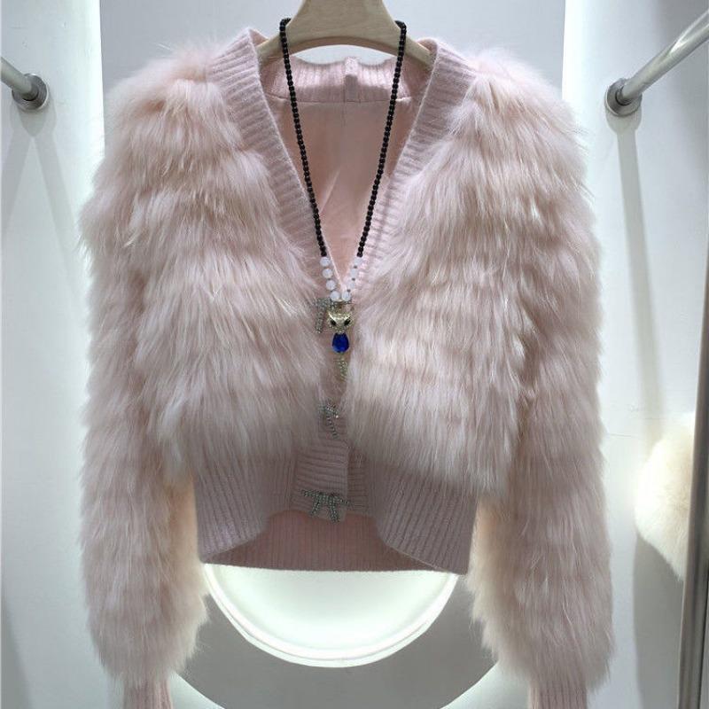 

Осень и зима новое пальто флисовый топ короткое пальто со стразами черное один размер длинный рукав One Size светло-розовый