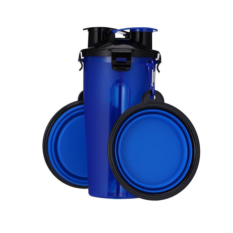 Tragbare Haustier-Futter- und Wasserflasche mit faltbarer Schüssel