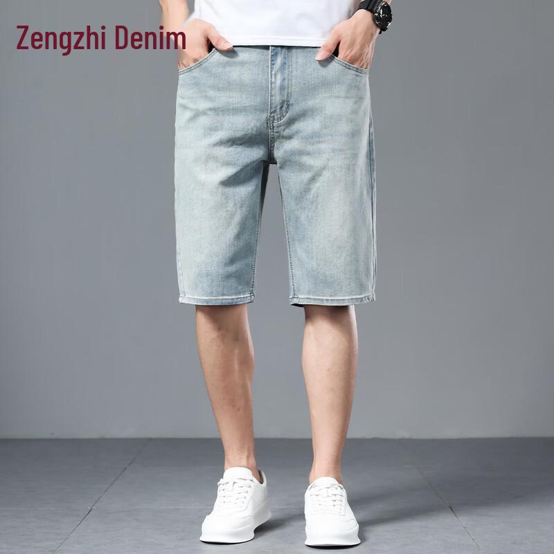 Zengzhi Men s Washed Denim Shorts 40