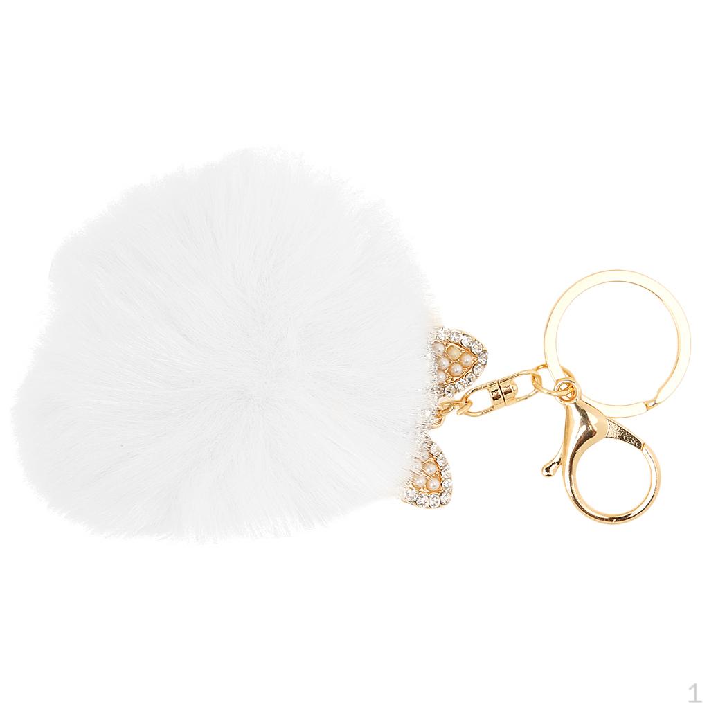 

Key Chain Ring for Women Handbag Accessories Plush Pendant Gift белый